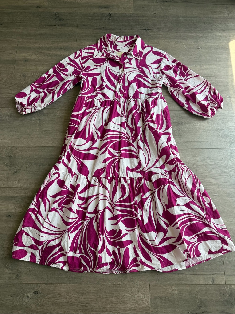 Anthropologie The Bettina Tiered Midi Shirt Dress Floral Violet - size petite sm